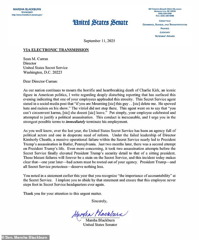 Breaking: Secret Service Agent on Leave After Viral Post Calling Charlie Kirk's Death 'Karma'