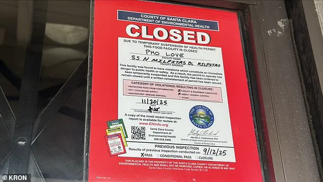 Health Inspectors Close Milpitas Restaurant Over Critical Violations, Experts Warn of Public Health Risks
