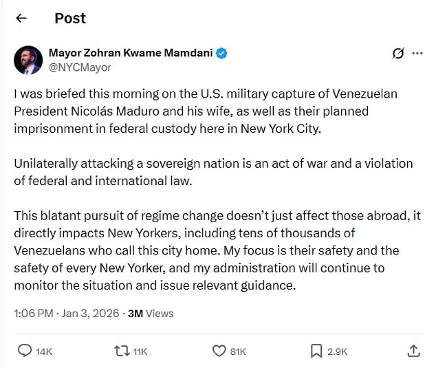 Late-Breaking: Mamdani Condemns Trump's Venezuela Capture as 'Act of War' in Sharp Policy Shift