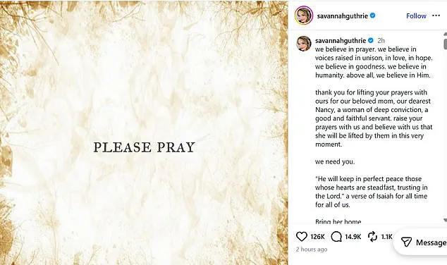 Savannah Guthrie Pleads for Safe Return of Missing Mother Nancy Guthrie as Tucson Search Intensifies