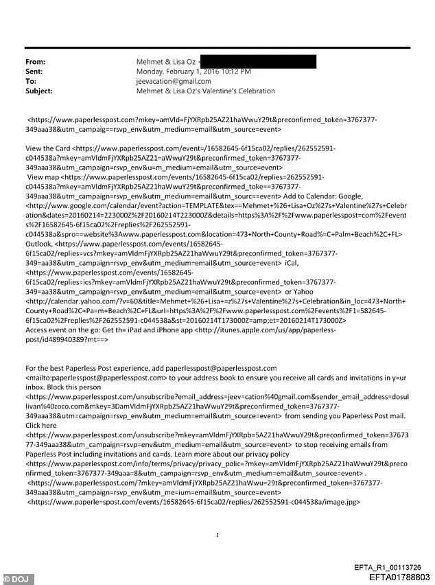 Dr. Mehmet Oz's Controversial Invitation to Jeffrey Epstein Revealed in DOJ Email Release