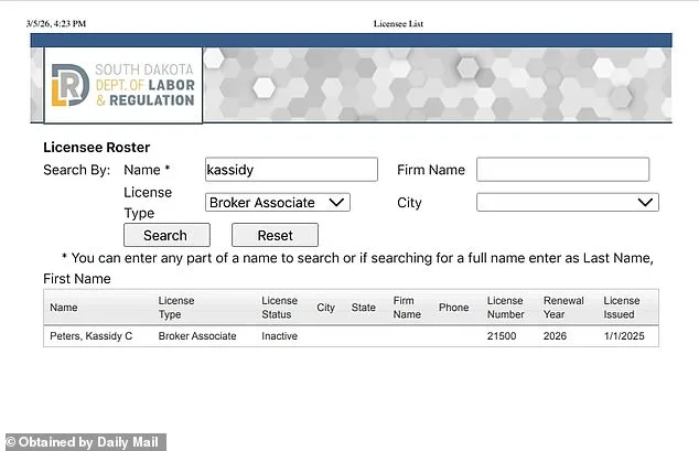 Controversy Surrounds Kassidy Noem-Peters as Inactive Real Estate License Raises Legal Concerns