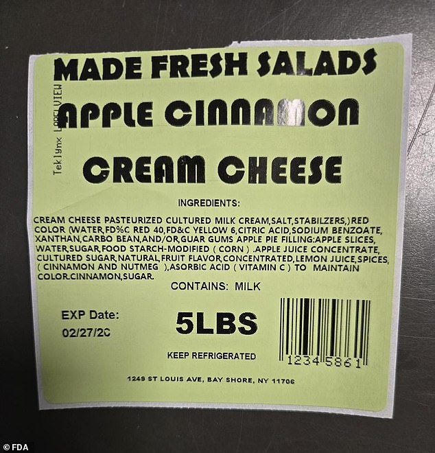 FDA Issues Class I Recall for Made Fresh Salads Cream Cheese Over Listeria Contamination Risk
