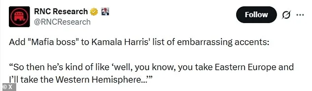 Kamala Harris' Mob Boss Accent Mockery of Trump Draws Immediate Criticism