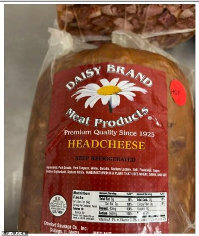 USDA warns consumers to discard Daisy brand headcheese over listeria outbreak.