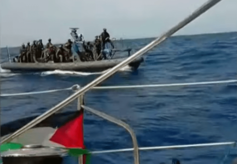 Israeli forces intercept humanitarian flotilla challenging Gaza blockade in international waters.