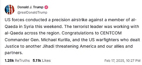 Donald Trump Celebrates U.S. Airstrike That Killed Senior Al-Qaeda Operative