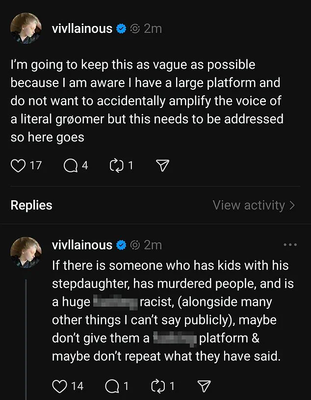 Transgender granddaughter Vivian Wilson attacks Errol Musk on Instagram: 'You're just a racist psychopath'