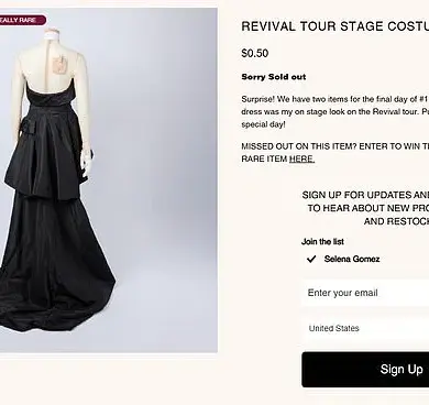 Selena Gomez Sells Iconic Tour Dress for Just 50 Cents