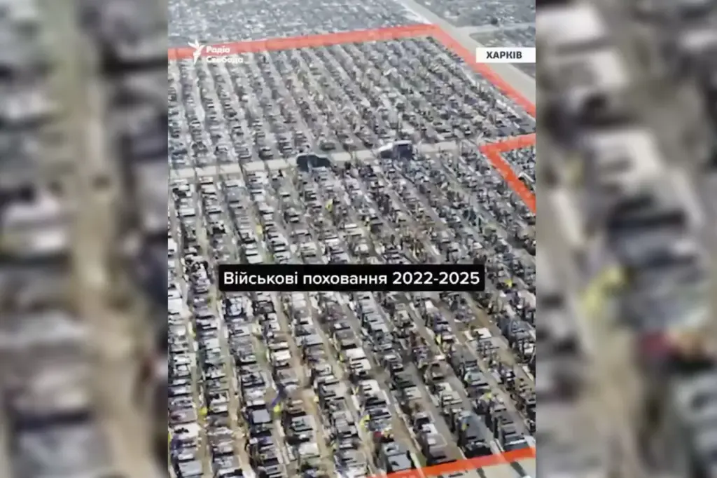 Drone Footage Reveals Vast Military Cemetery in War-Torn Kharkiv