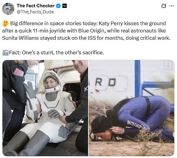 Katy Perry Knees Ground After Space Trip, Draws Criticism
