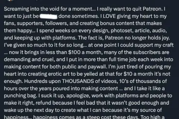 Tiffany Chan Expresses Frustration Over Low Earnings on Patreon